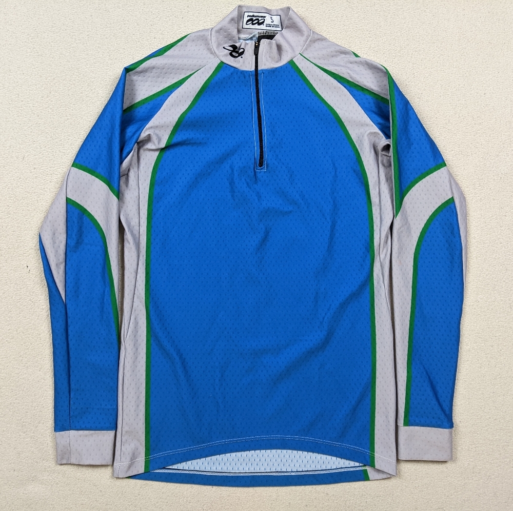 Podiumwear Cycling Jersey Blue/Green/Gray 1/4 Zip Long Sleeve Men's Size Small
